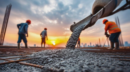 Reliable contractor in Dubai pouring concrete during a commercial construction project
