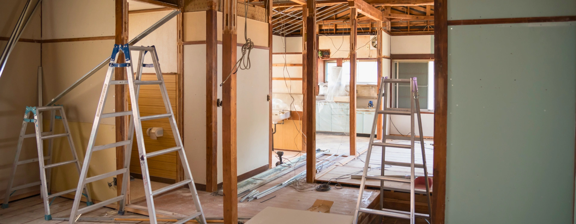Interior building renovation in Dubai showing structural remodeling and renovation work